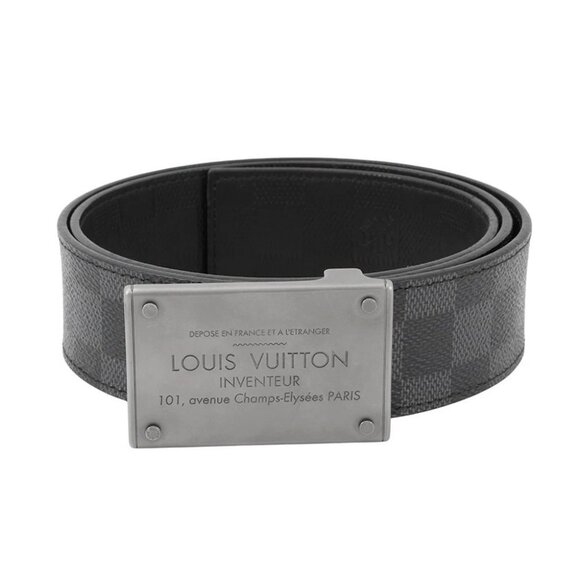 LOUIS VUITTON Belt Neo Inventour Size 90 Damier Graphite/Damier Infini Leath - Picture 1 of 15